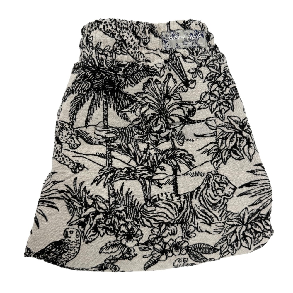 Maison Article Mens Jungle Toile Print Mesh Lined Shorts Black Cream Size Medium